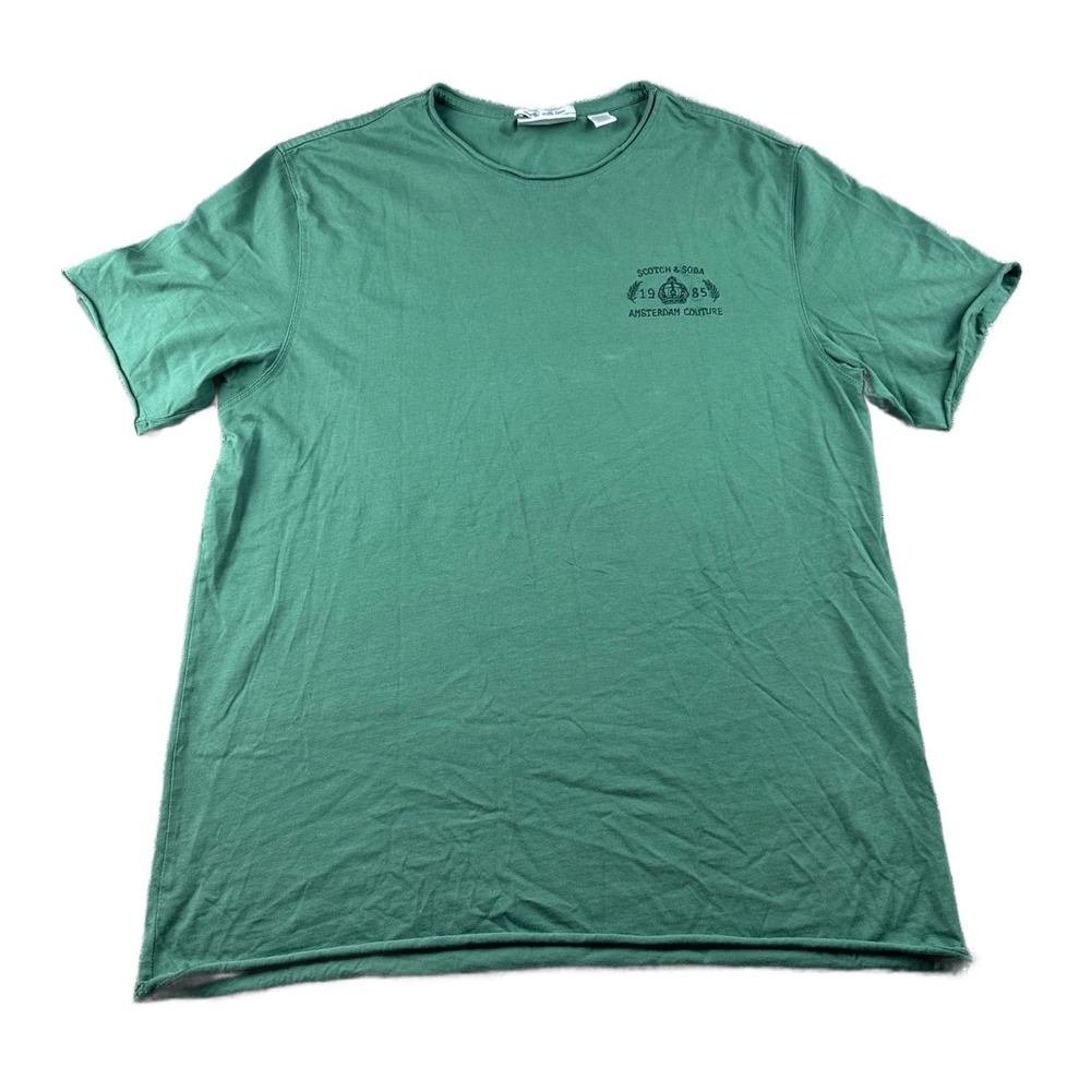 Scotch Soda T-Shirt Men M Green Amsterdam Couture Regular Logo Cotton Skater